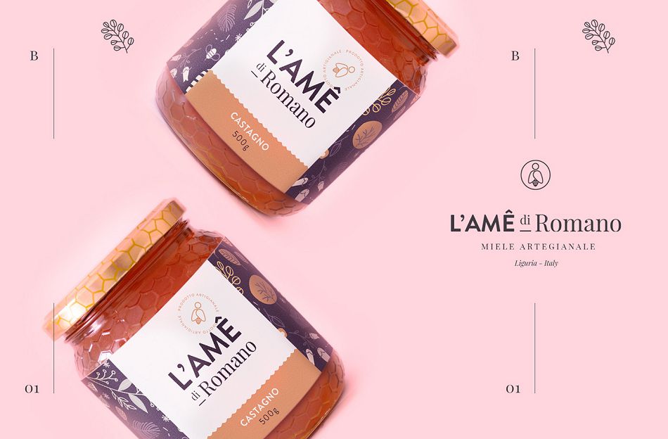 成都摩品包裝設計公司-L’Ame Honey蜂蜜品牌標志設計,蜂蜜包裝設計